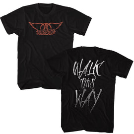 Aerosmith-Aerosmith Walk This Way-Black Adult S/S T-Shirt ***F&B***-S - Black