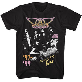 Aerosmith-Aerosmith Nine Lives Tour-Black Adult S/S T-Shirt - Black