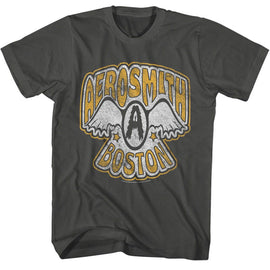 Aerosmith-Aerosmith Vtg Logo Boston-Smoke Adult S/S T-Shirt - Smoke