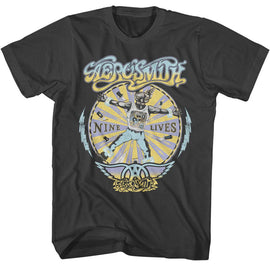 Aerosmith-Aerosmith Nine Lives Recolor-Smoke Adult S/S T-Shirt - Smoke