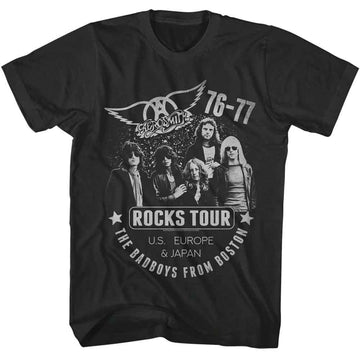 Aerosmith-Aerosmith 76 77 Rocks Tour-Smoke Adult S/S T-Shirt - Smoke