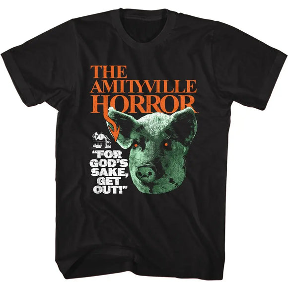 Amityville Horror-Pig Head-Black Adult S/S T-Shirt - Black