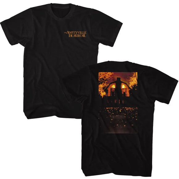 Amityville Horror-Amityville Horror House N Logo-Black Adult S/S T-Shirt ***F&B***-S - Black