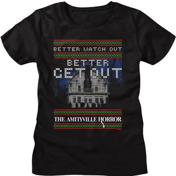 Amityville Horror-Amityville Horror Better Get Out-Black Ladies S/S T-Shirt - Black