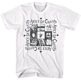 Alice In Chains-Alice In Chains Multi Album Art-White Adult S/S T-Shirt - White