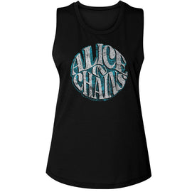 Alice In Chains-Alice In Chains Circle Text-Black Ladies Muscle Tank-S - Black