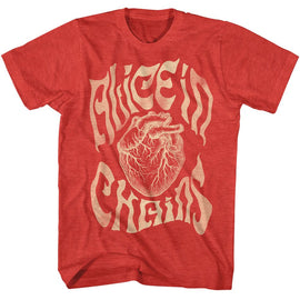 Alice In Chains-Alice In Chains Heart-Red Heather Adult S/S T-Shirt - Red Heather