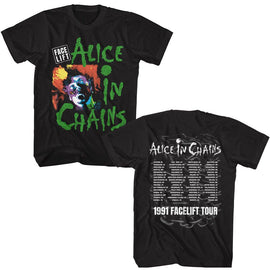 Alice In Chains-Alice In Chains Facelift Tour 91-Black Adult S/S T-Shirt ***F&B*** S - Black