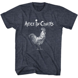 Alice In Chains-Alice In Chains Rooster-Navy Heather Adult S/S T-Shirt - Navy Heather