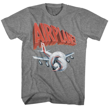 Airplane-Airplane Plane And Logo-Graphite Heather Adult S/S T-Shirt - Graphite Heather
