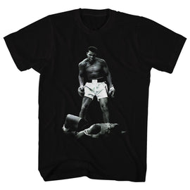 Muhammad Ali-Ali Over Liston-Black Adult S/S T-Shirt - Black