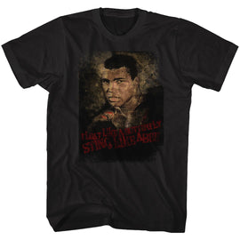 Muhammad Ali-Sting Like A Bee-Black Adult S/S T-Shirt - Black
