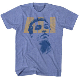 Muhammad Ali-Ali Look-Light Blue Heather Adult S/S T-Shirt - Light Blue Heather