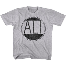 Muhammad Ali-Ali Circle-Gray Heather Youth S/S T-Shirt-Xs (5-6) - Gray Heather