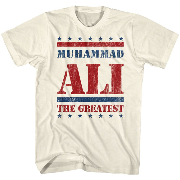 Muhammad Ali-Stars&Stars&Stars-Natural Adult S/S T-Shirt - Natural