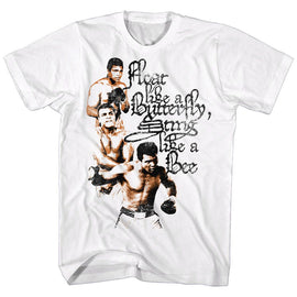 Muhammad Ali-3 Poses-White Adult S/S T-Shirt - White