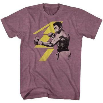 Muhammad Ali-Punch-Vintage Maroon Heather Adult S/S T-Shirt - Vintage Maroon Heather