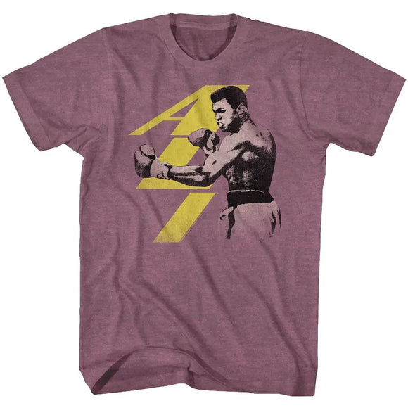 Muhammad Ali-Punch-Vintage Maroon Heather Adult S/S T-Shirt - Vintage Maroon Heather