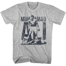 Muhammad Ali-Muhammad Ali Blue Distress-Gray Heather Adult S/S T-Shirt - Gray Heather