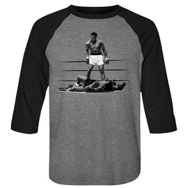 Muhammad Ali-Punchydude-Premium Heather/Vintage Black Adult 3/4 Sleeve Raglan-S - Premium Heather/Vintage Black