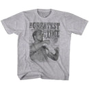 Muhammad Ali-Training Stance-Gray Heather Youth S/S T-Shirt-Xs (5-6) - Gray Heather