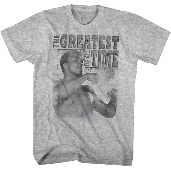 Muhammad Ali-Training Stance-Gray Heather Adult S/S T-Shirt - Gray Heather