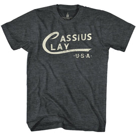 Muhammad Ali-Cassius Clay Logo-Black Heather Adult S/S T-Shirt - Black Heather