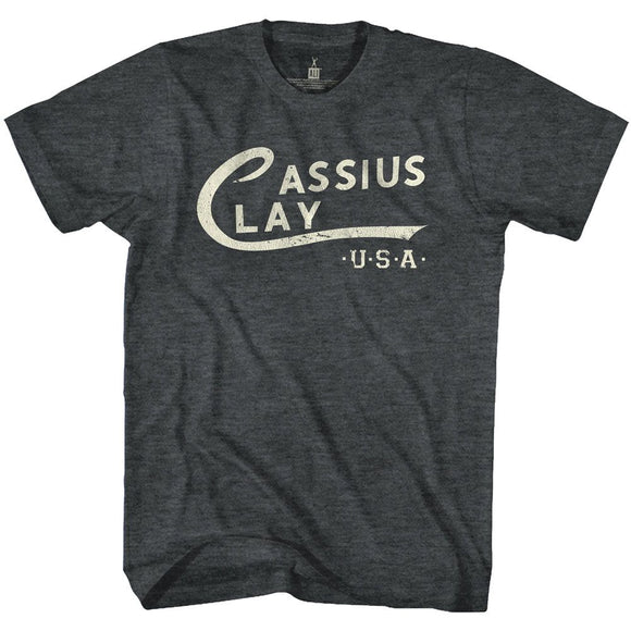 Muhammad Ali-Cassius Clay Logo-Black Heather Adult S/S T-Shirt - Black Heather