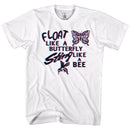 Muhammad Ali-Float Like A Butterfly-White Adult S/S T-Shirt - White