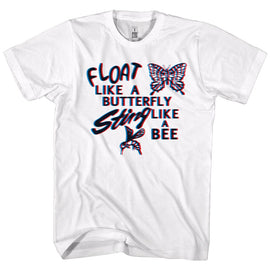 Muhammad Ali-Float Like A Butterfly-White Adult S/S T-Shirt - White