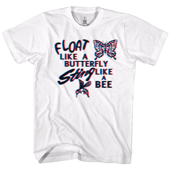 Muhammad Ali-Float Like A Butterfly-White Adult S/S T-Shirt - White