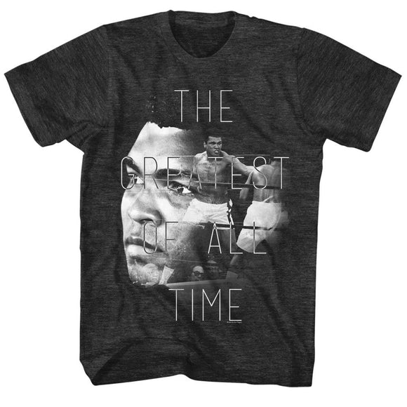 Muhammad Ali-The Goat-Black Heather Adult S/S T-Shirt - Black Heather