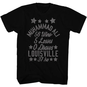 Muhammad Ali-Muhammad Ali Win Loss Draw-Black Adult S/S T-Shirt - Black
