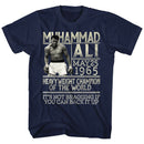 Muhammad Ali-Back It Up-Navy Adult S/S T-Shirt - Navy