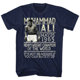 Muhammad Ali-Back It Up-Navy Adult S/S T-Shirt - Navy