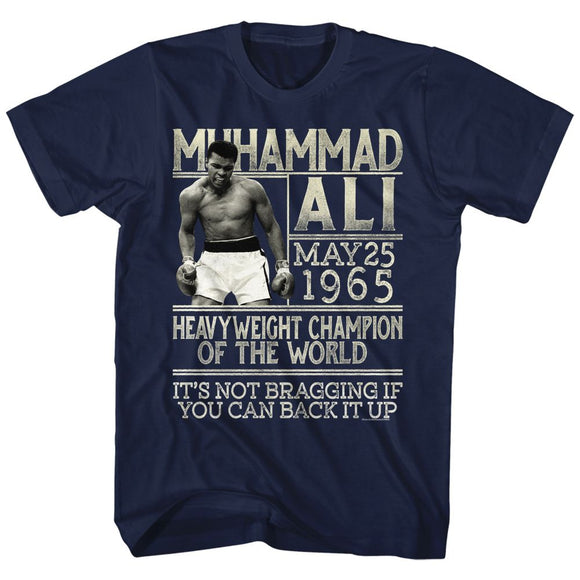 Muhammad Ali-Back It Up-Navy Adult S/S T-Shirt - Navy
