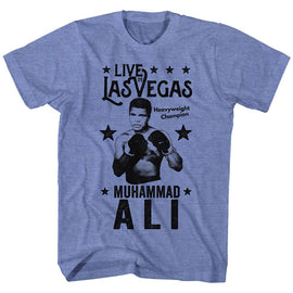 Muhammad Ali-Liveinvegas-Light Blue Heather Adult S/S T-Shirt - Light Blue Heather