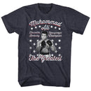 Muhammad Ali-Vintage Greatest-Navy Heather Adult S/S T-Shirt - Navy Heather
