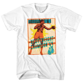 Muhammad Ali-Bright Poster-White Adult S/S T-Shirt - White