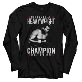 Muhammad Ali-Muhammad Ali Heavychamp-Black Adult L/S T-Shirt - Black