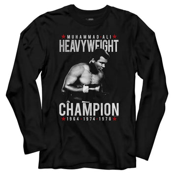 Muhammad Ali-Muhammad Ali Heavychamp-Black Adult L/S T-Shirt - Black