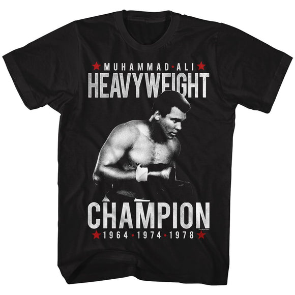 Muhammad Ali-Heavy Champ-Black Adult S/S T-Shirt - Black