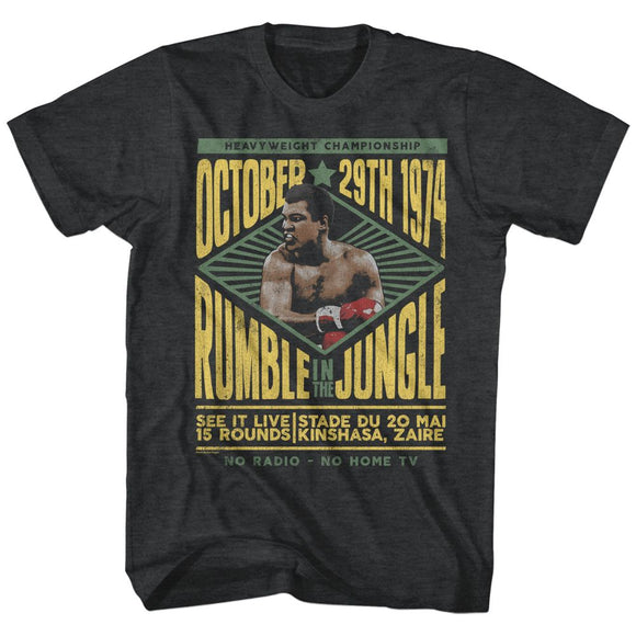 Muhammad Ali-Rumble-Black Heather Adult S/S T-Shirt - Black Heather