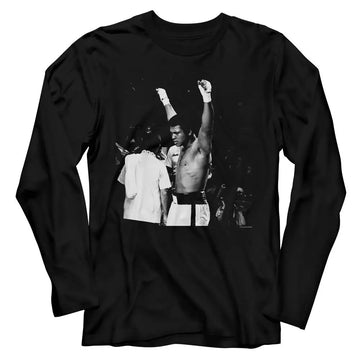 Muhammad Ali-Muhammad Ali Hands In The Air-Black Adult L/S T-Shirt - Black