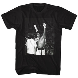Muhammad Ali-Hands In The Air-Black Adult S/S T-Shirt - Black
