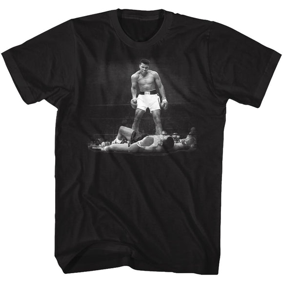 Muhammad Ali-Ali Over Liston-Black Adult S/S T-Shirt - Black