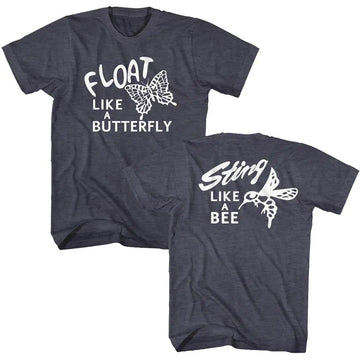 Muhammad Ali-Float Sting-Navy Heather Adult S/S T-Shirt ***F&B*** - Navy Heather
