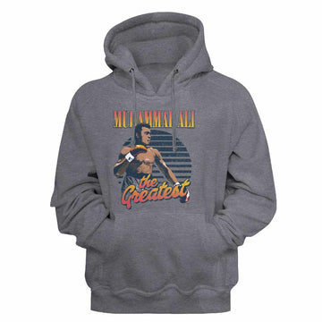 Muhammad Ali Greatest Gradients Gunmetal Heather Adult Hooded Sweatshirt