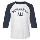 Muhammad Ali-Muhammad Ali-White Heather/Vintage Navy Adult 3/4 Sleeve Raglan-S - White Heather/Vintage Navy