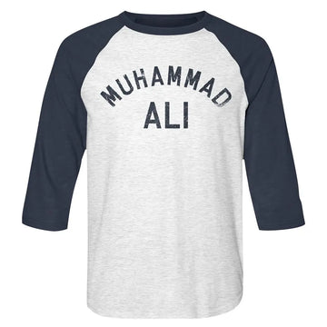 Muhammad Ali-Muhammad Ali-White Heather/Vintage Navy Adult 3/4 Sleeve Raglan-S - White Heather/Vintage Navy
